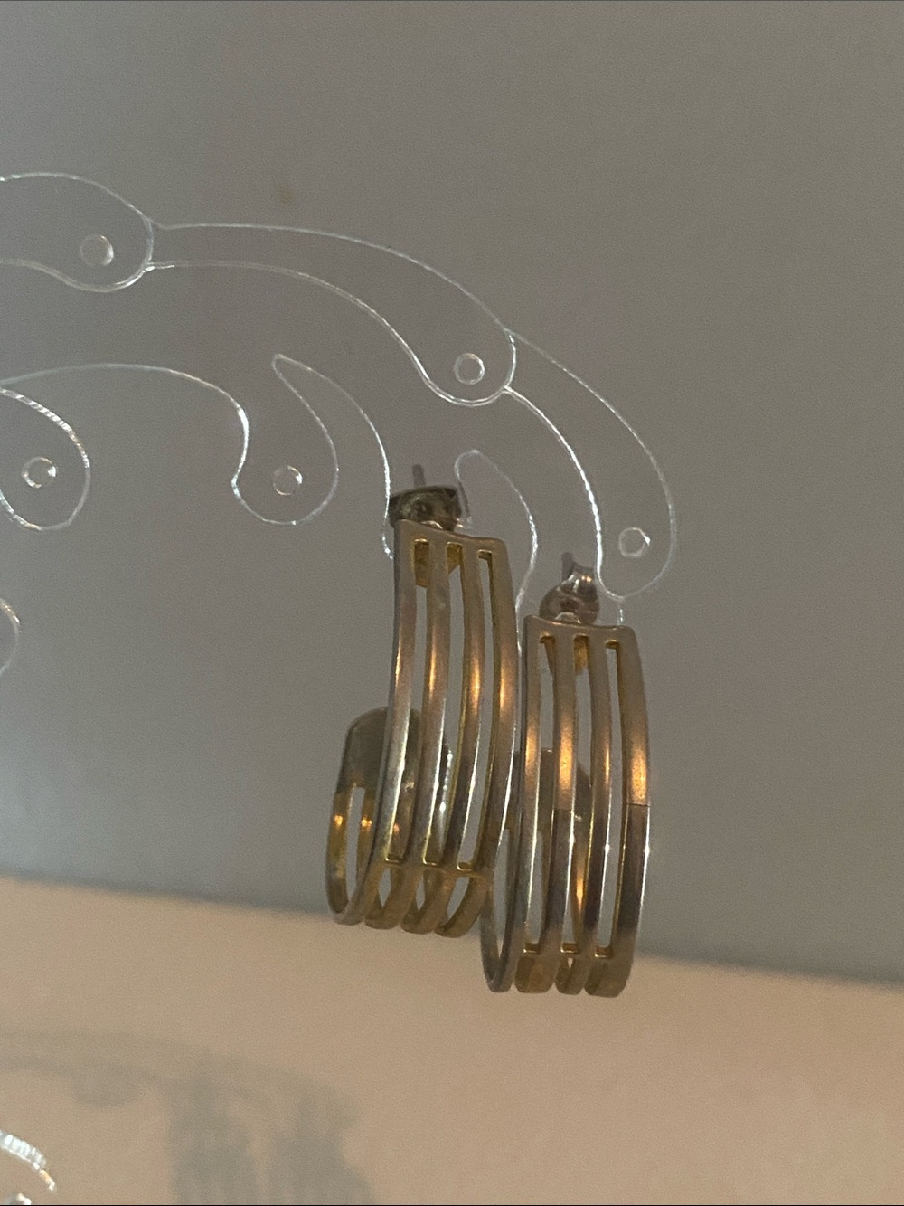 Vintage Modern Multi-Band Silver Hoop Earrings
